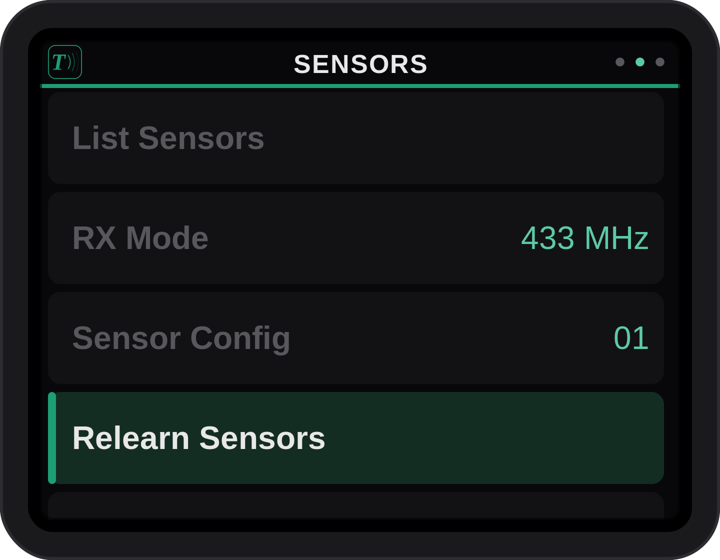 Sensor RX Mode and Config